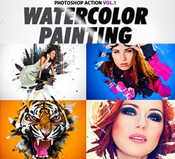 PS动作－水彩喷溅：Watercolor Painting Vol.1 - Photoshop Action
